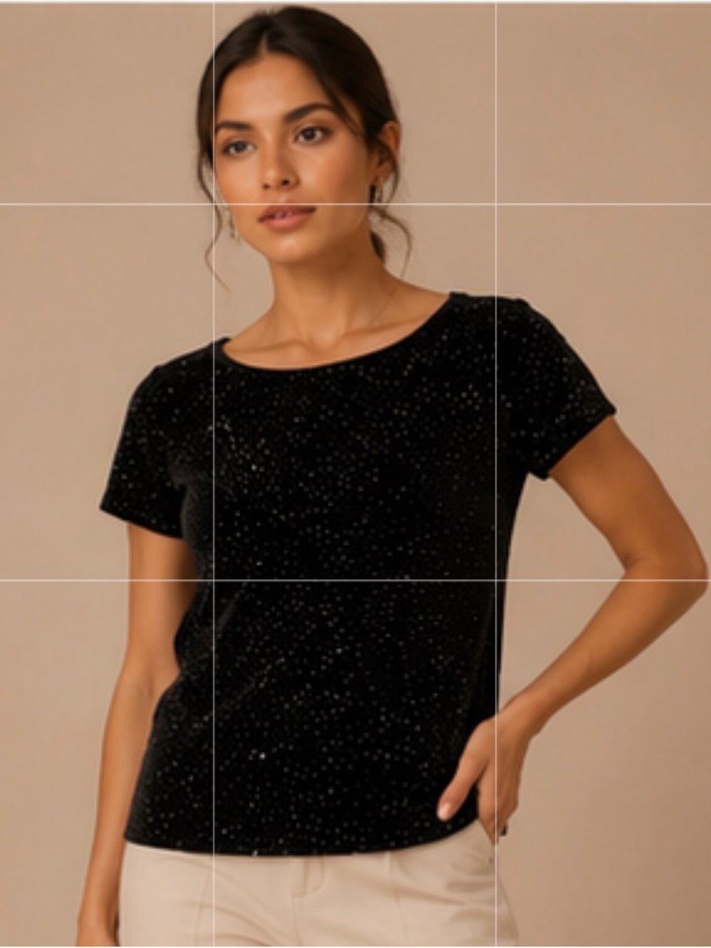 Formal Fashions Black Velvet Rhinestone Top Size 6